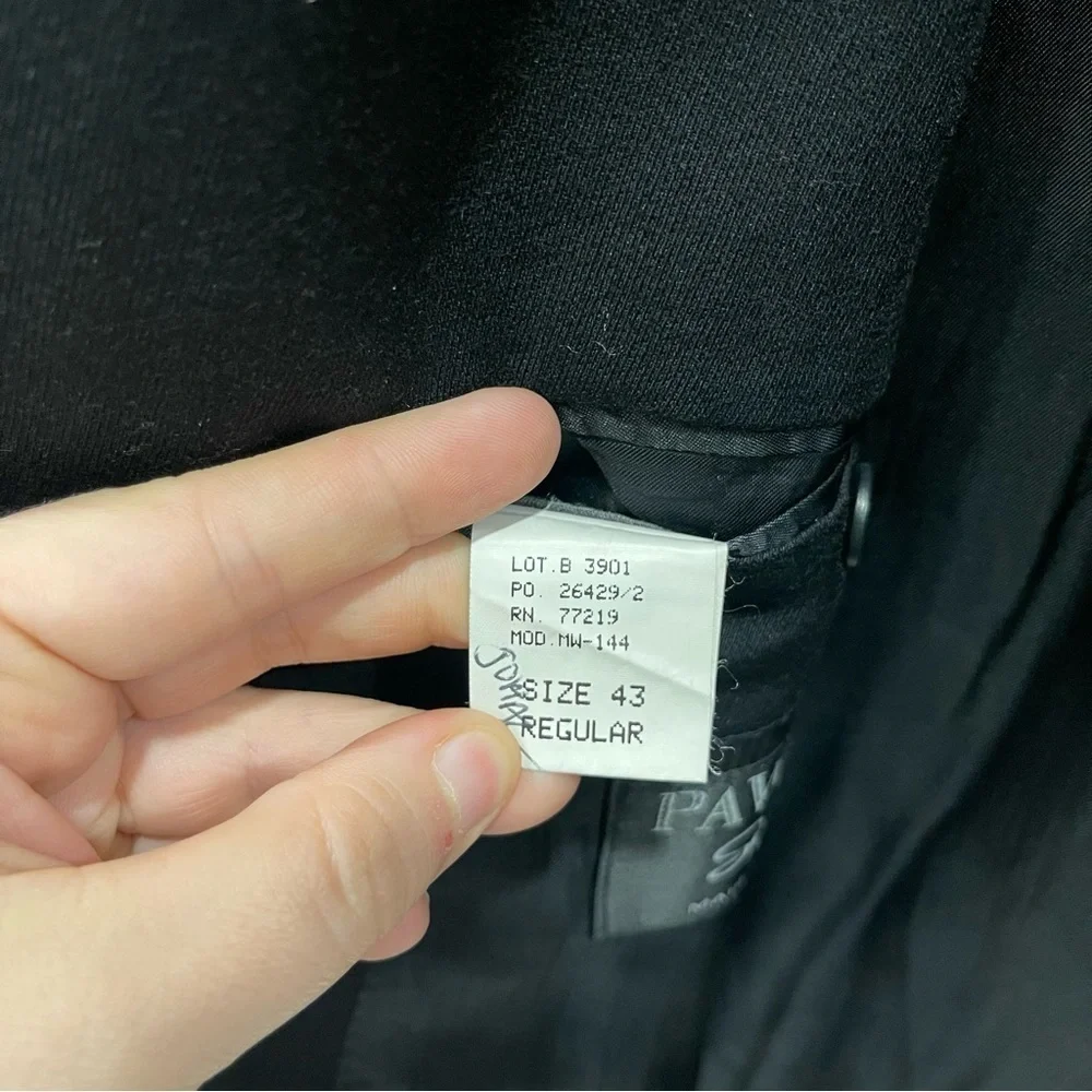 Pavone Soft Zignone Wool Three Button Suit Jacket Size 43 Regular Black